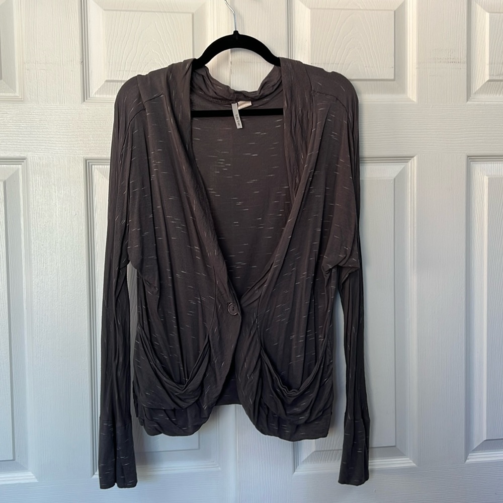 Lilly Lou Gray Single Button Long Sleeve Shirt